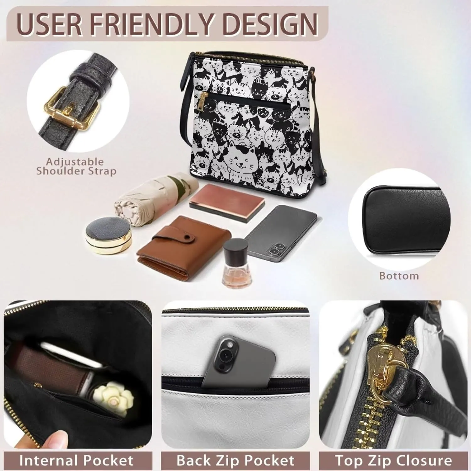 Crossbody for Women, Shoulder Tote Bags Handbags Purses with Straps PU Leather Satchel Purse Travel Bag