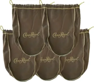 Crown Royal Tan Bag Gold Drawstring Bulk (5)