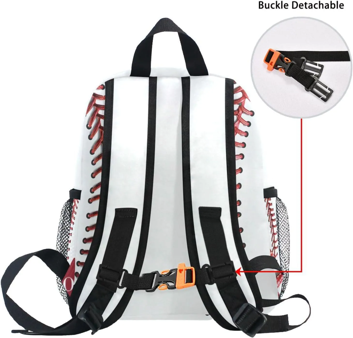 Custom Baseball Lace Kids Backpack for Girls Boys, Sport Baseball Print Toddler Casual Daypack Backpacks, Personalized with Kid's Name Preschool School Bag, Children Travel Bookbag with Chest Strap