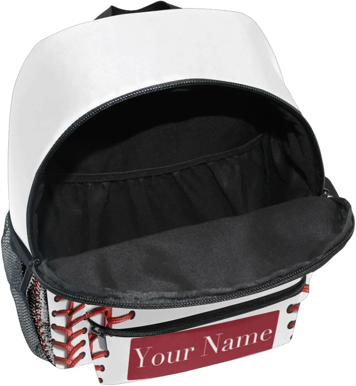 Custom Baseball Lace Kids Backpack for Girls Boys, Sport Baseball Print Toddler Casual Daypack Backpacks, Personalized with Kid's Name Preschool School Bag, Children Travel Bookbag with Chest Strap