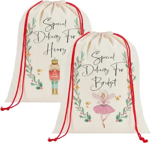 Custom Drawstring Christmas Sack, Personalized Xmas Santa Holiday Presents Gift Bag (1)