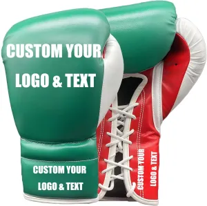 Custom Lace-Up Boxing Gloves, Traditional Professional Gloves for Training, Sparring, Competition and Heavy Punching Bags, Adult Men and Women, MMA, Kickboxing, Muay Thai