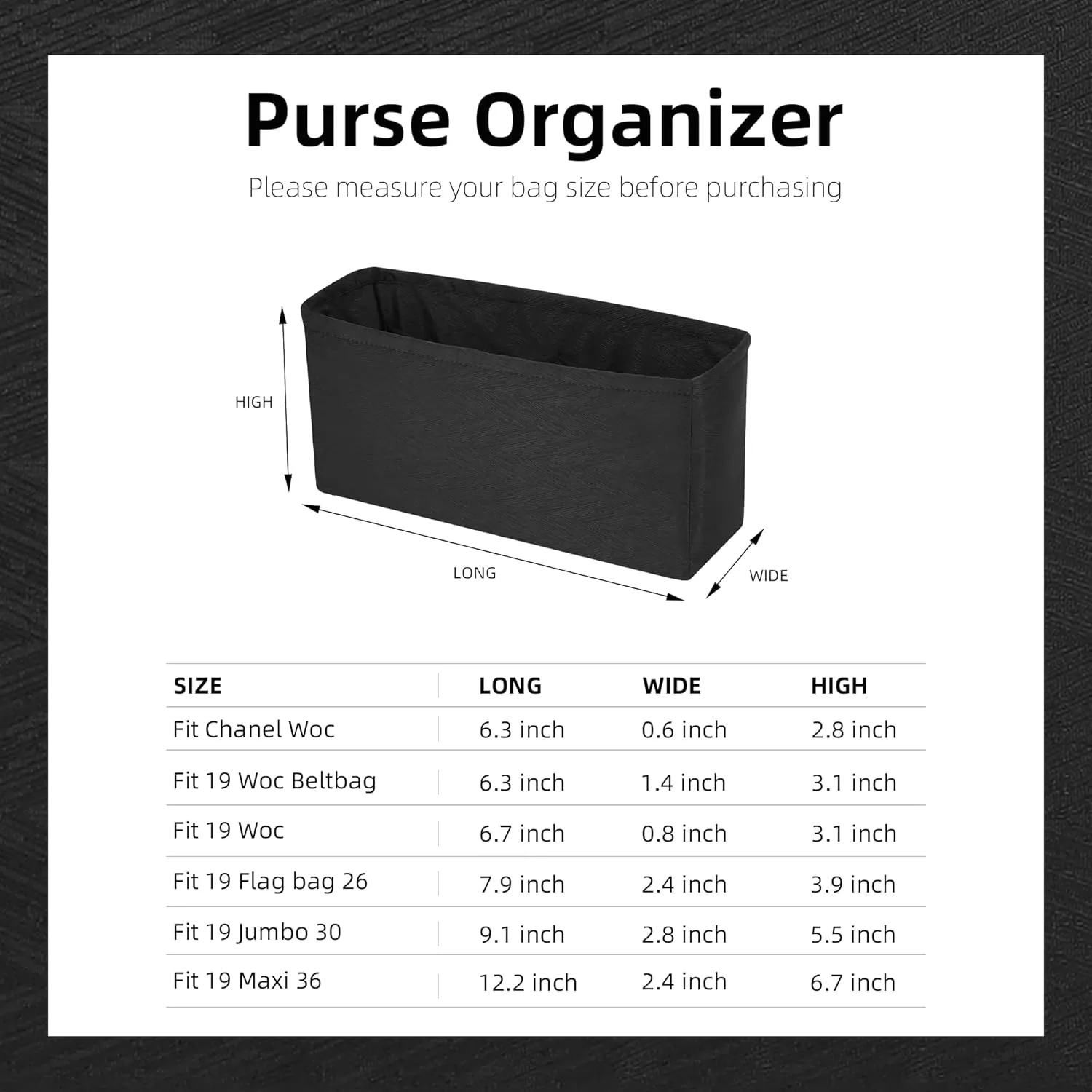Custom Purse Organizer Insert or Pillow Insert for 2.55 Reissue Bags,offering 72 Colors to choose