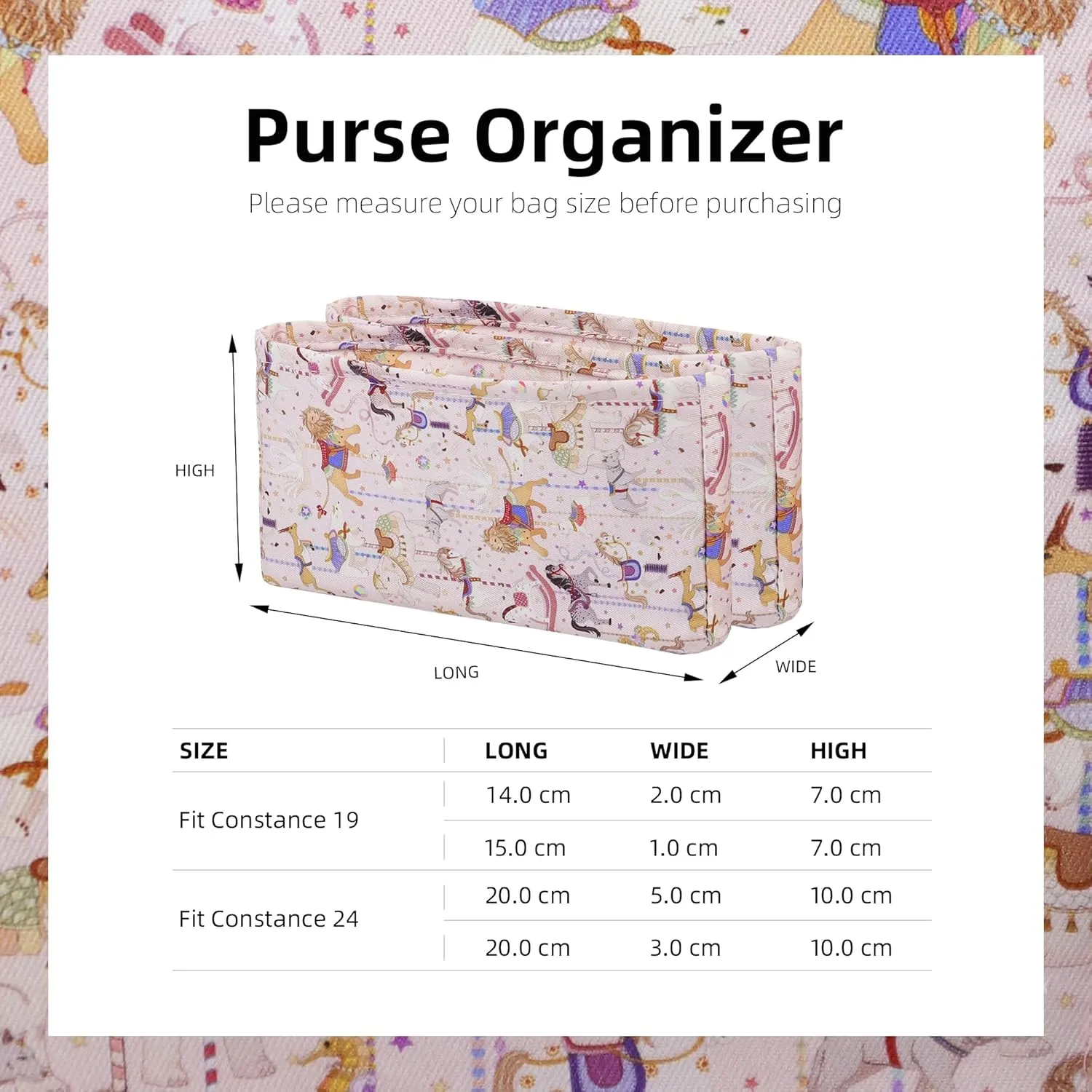 custom purse organizer or pillow insert for Constance 19/24 Bags,offering 72 pattern to choose