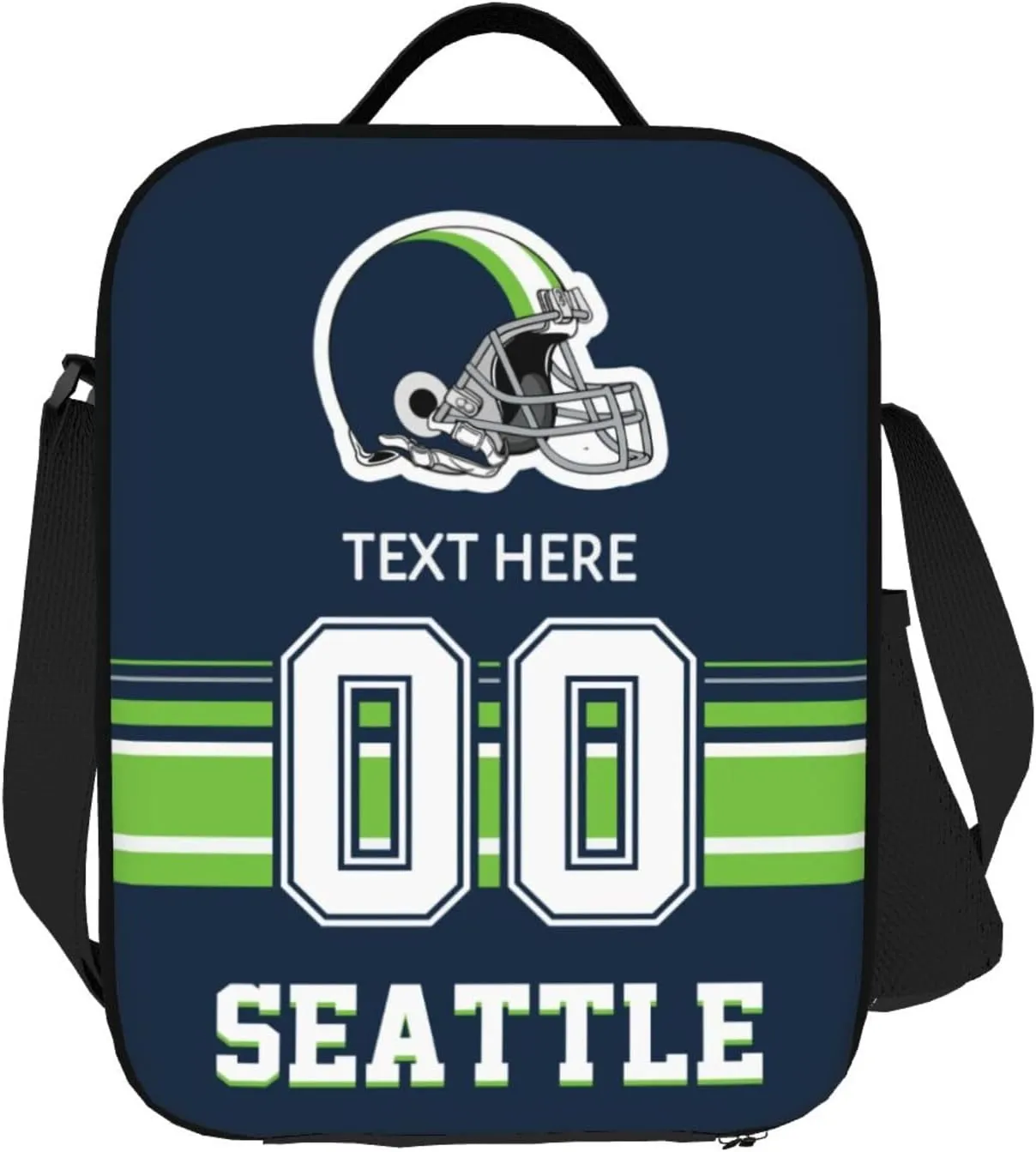 Custom Seattle Lunch Bag Gifts For Men Women Fans, Personalized Name And Number Lunch Box Adjustable Shoulder Straps Insulated Lunch Bags For Work Picnic Travel