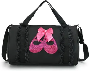 Cute Ballet Dance Bag,Tutu Dress Bag,Girls Dance Bag Gym Travel Duffle Bag for Girls,Personalized Waterproof Duffle Bag (Dancing shoe pattern)