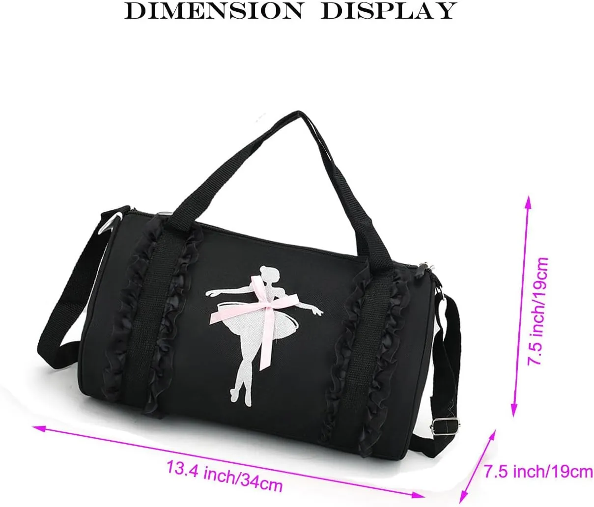Cute Ballet Dance Bag,Tutu Dress Bag,Girls Dance Bag Gym Travel Duffle Bag for Girls,Personalized Waterproof Duffle Bag (Dancing shoe pattern)