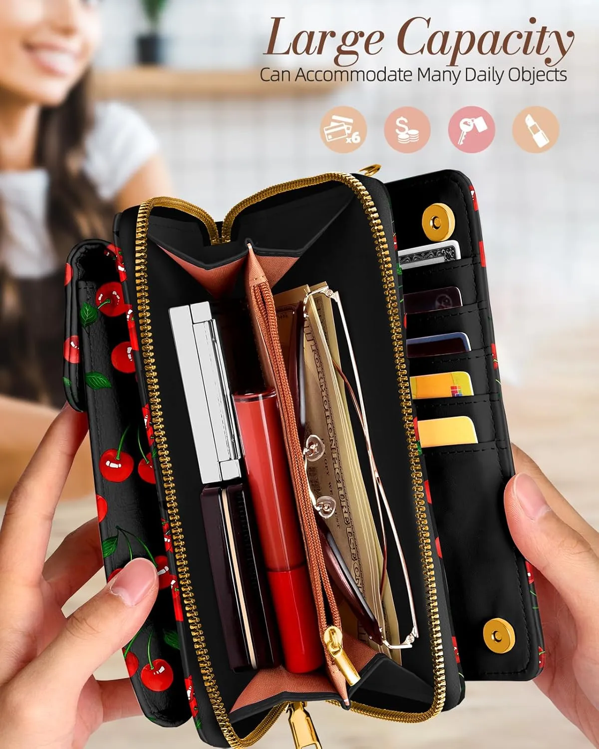 Cute Crossbody Purse Cell Phone Bags for Women - Leather Cellphone Wallet Purse with Adjustable Shoulder Rope