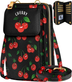 Cute Crossbody Purse Cell Phone Bags for Women - Leather Cellphone Wallet Purse with Adjustable Shoulder Rope