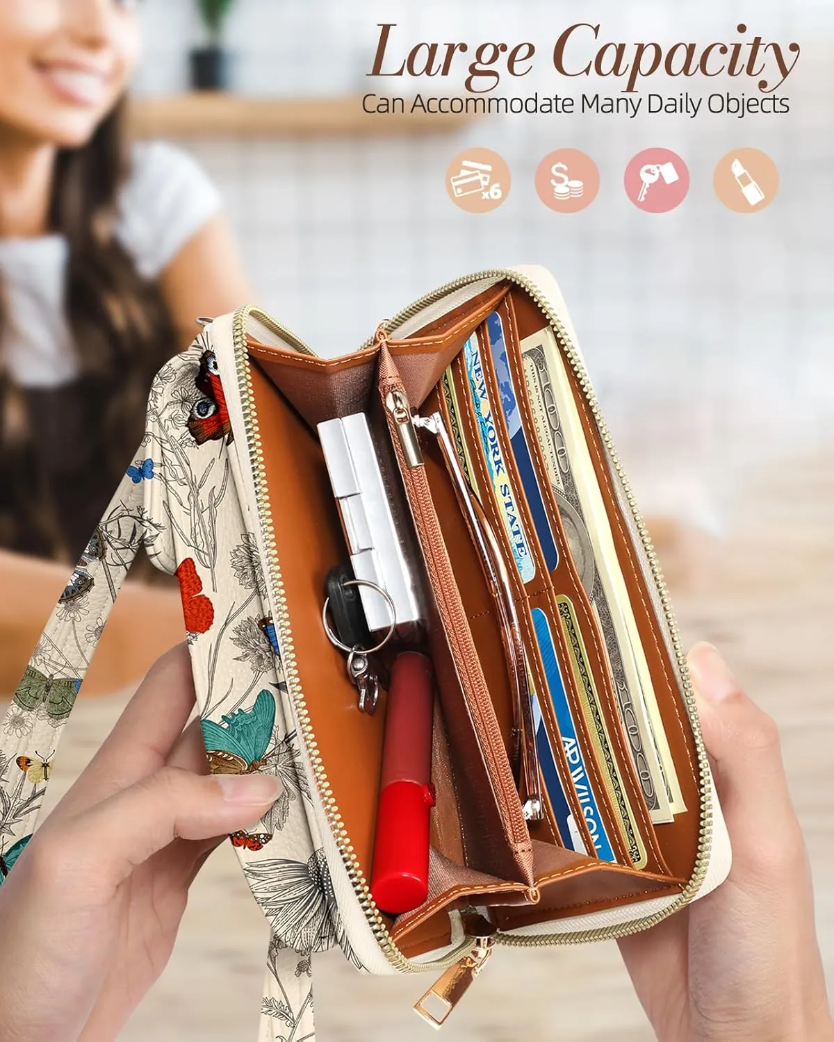 Cute Crossbody Purse Cell Phone Bags for Women - Leather Cellphone Wallet Purse with Handle Rope and Adjustable Shoulder Rope