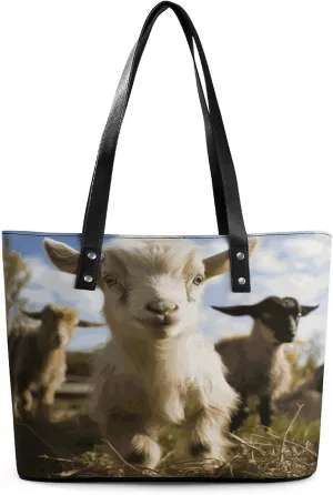 Cute Goat Leather Lady's Handbag Crossbody Purse for Women Ladies Soft Shoulder Bag Medium Roomy Handbag Fashion Tote Top Handle Satchel