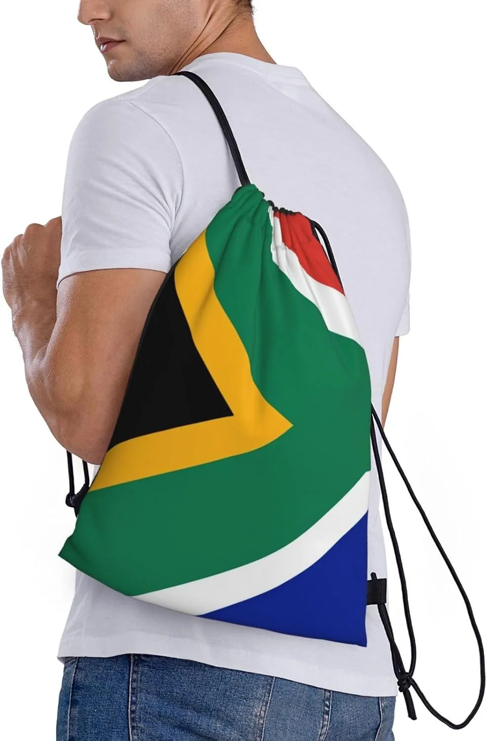 Cute South Africa Flag Bags Women Men Flag Drawstring Backpack Adjustable Bags for Women Men