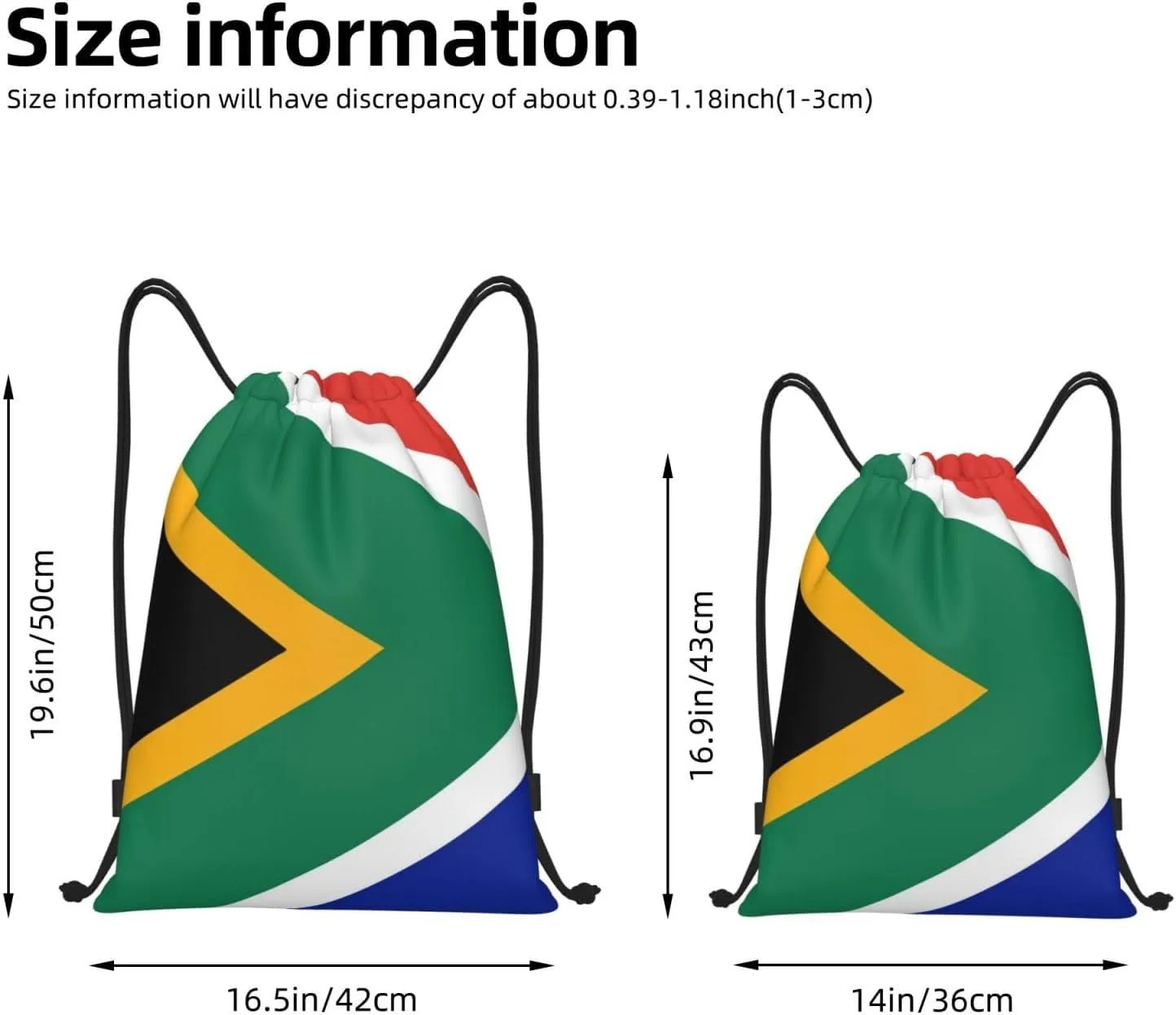 Cute South Africa Flag Bags Women Men Flag Drawstring Backpack Adjustable Bags for Women Men