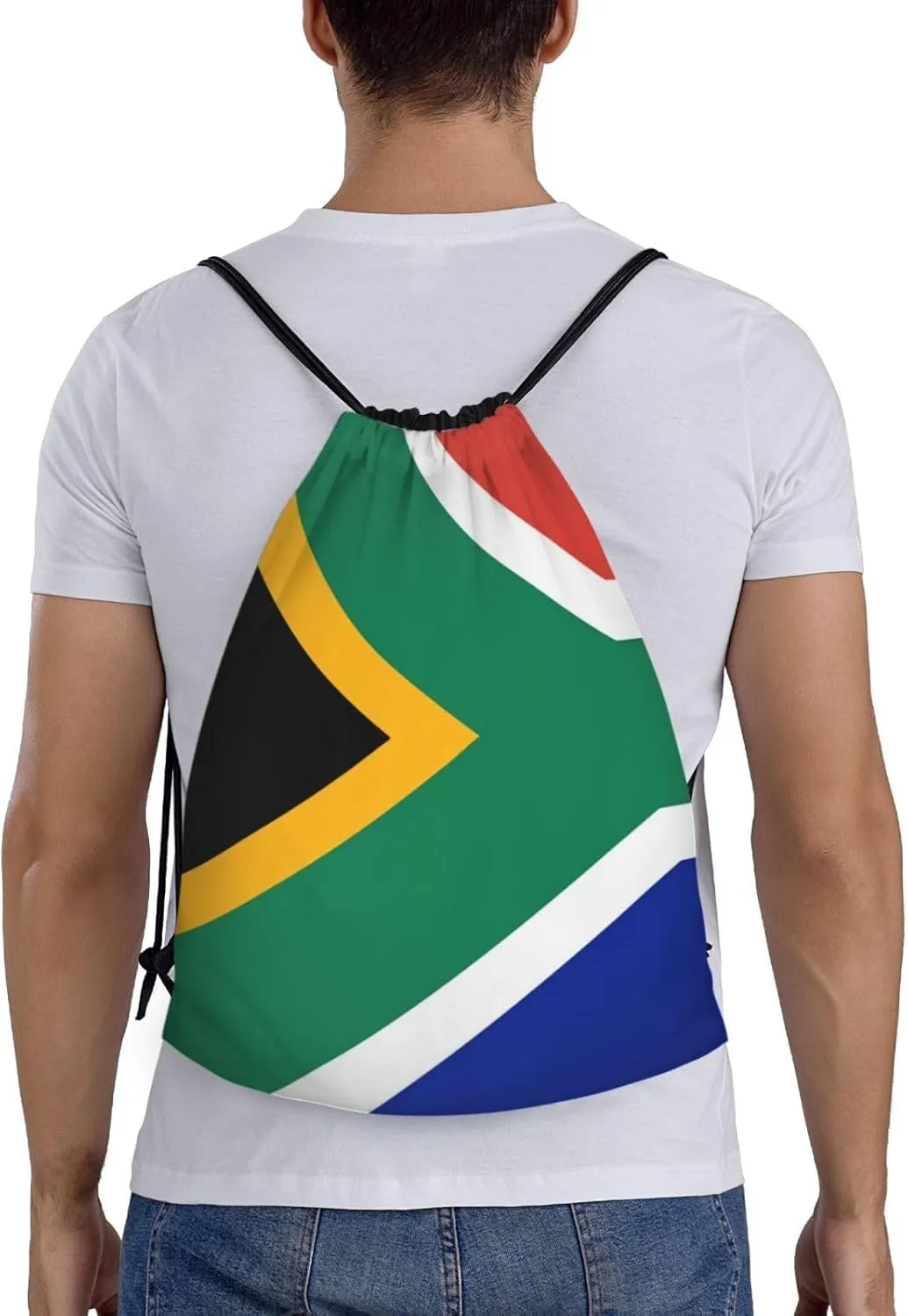 Cute South Africa Flag Bags Women Men Flag Drawstring Backpack Adjustable Bags for Women Men