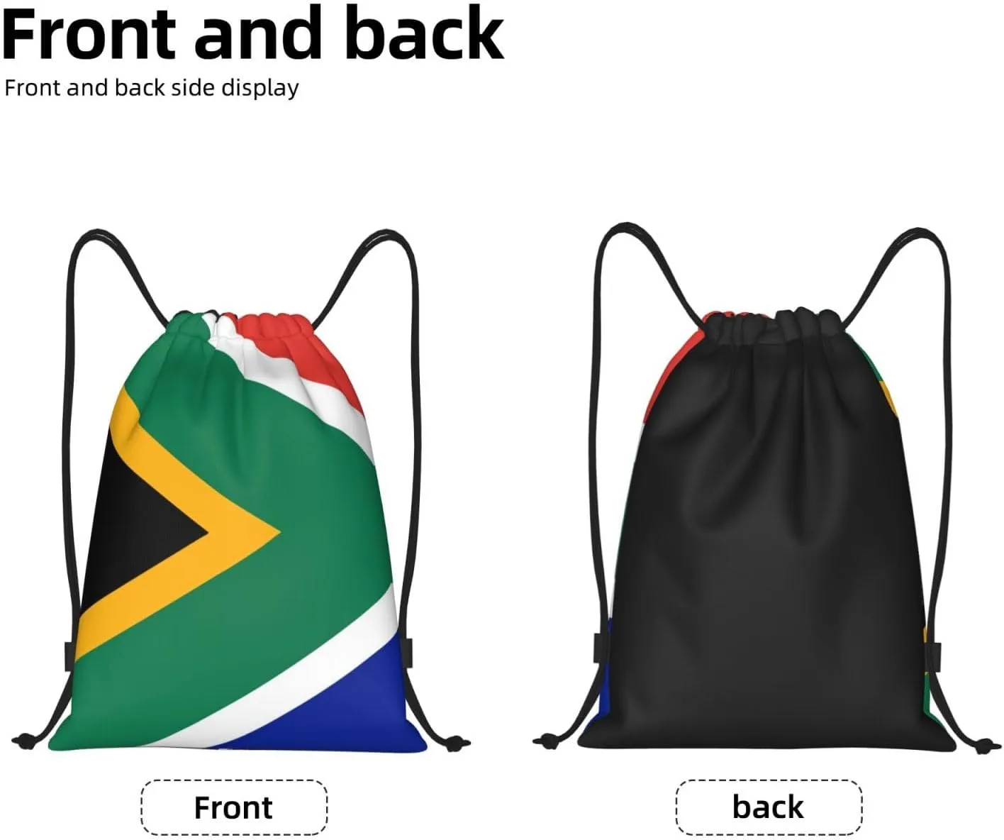 Cute South Africa Flag Bags Women Men Flag Drawstring Backpack Adjustable Bags for Women Men