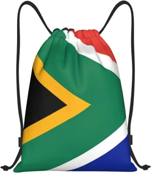 Cute South Africa Flag Bags Women Men Flag Drawstring Backpack Adjustable Bags for Women Men
