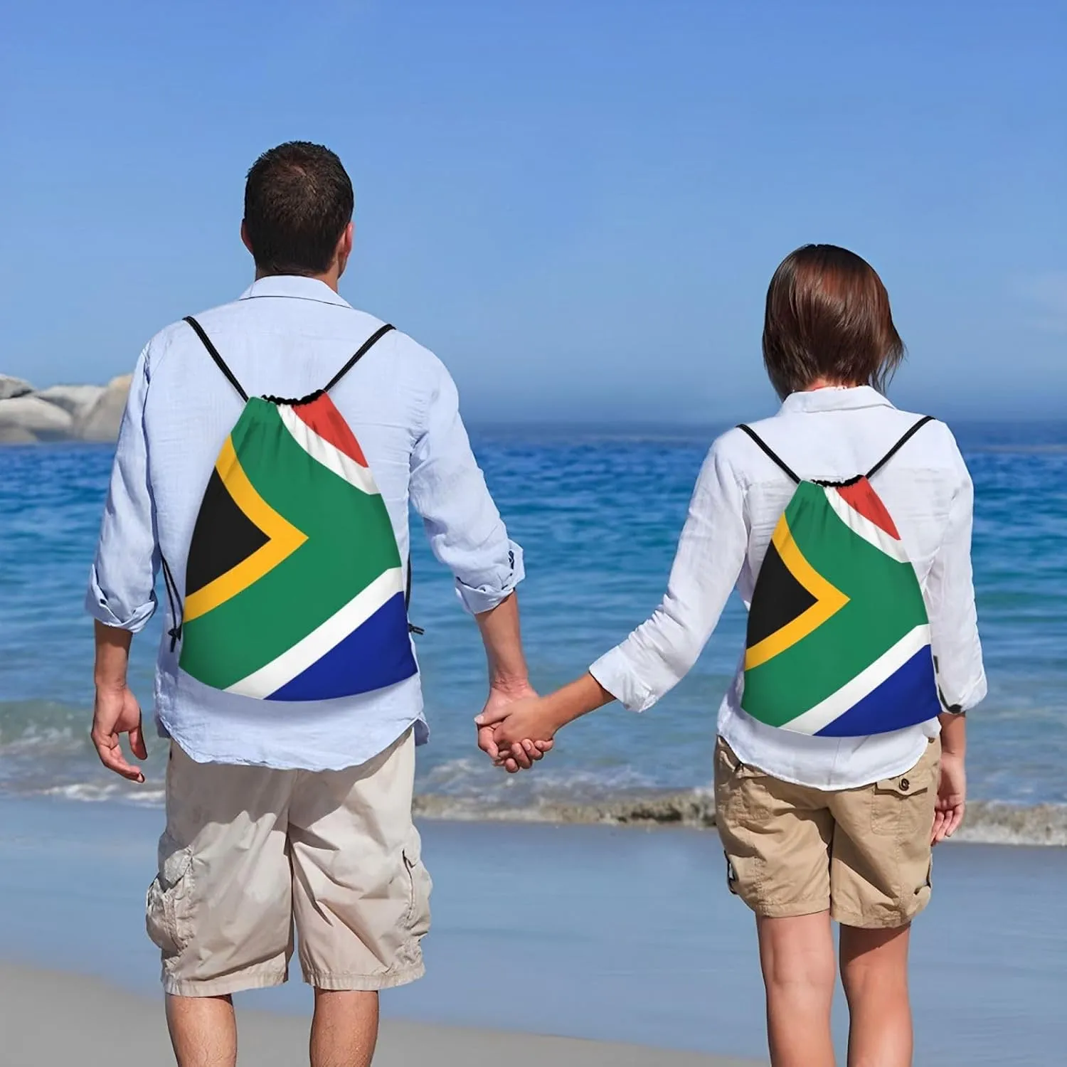 Cute South Africa Flag Bags Women Men Flag Drawstring Backpack Adjustable Bags for Women Men