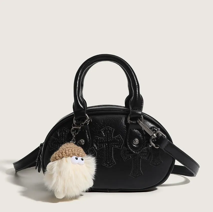 Cute Top Handle Bags for Women, Crossbody Bag Aesthetic Handbag Y2K Sling Purse Handbags Kawaii 90s Women Bag Purse (black)