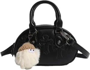 Cute Top Handle Bags for Women, Crossbody Bag Aesthetic Handbag Y2K Sling Purse Handbags Kawaii 90s Women Bag Purse (black)