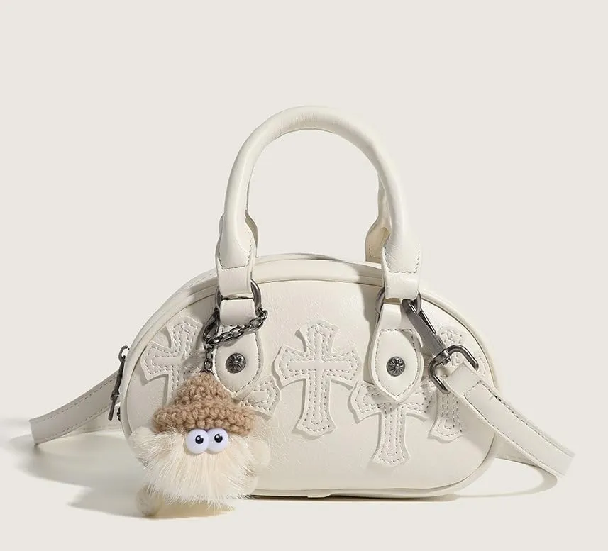 Cute Top Handle Bags for Women, Crossbody Bag Aesthetic Handbag Y2K Sling Purse Handbags Kawaii 90s Women Bag Purse (creamy white)
