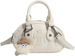 Cute Top Handle Bags for Women, Crossbody Bag Aesthetic Handbag Y2K Sling Purse Handbags Kawaii 90s Women Bag Purse (creamy white)