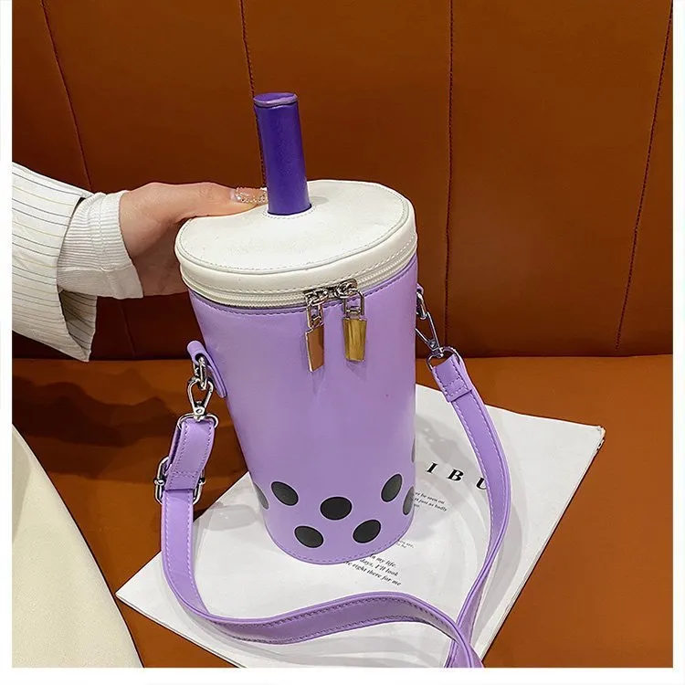 Cyflymder Personalized Bag For Women New Fashion Milk Tea Cup Shaped Bags Small Bucket Bag Shoulder Bag Lady Crossbody Bags Womens