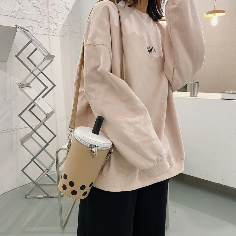 Cyflymder Personalized Bag For Women New Fashion Milk Tea Cup Shaped Bags Small Bucket Bag Shoulder Bag Lady Crossbody Bags Womens