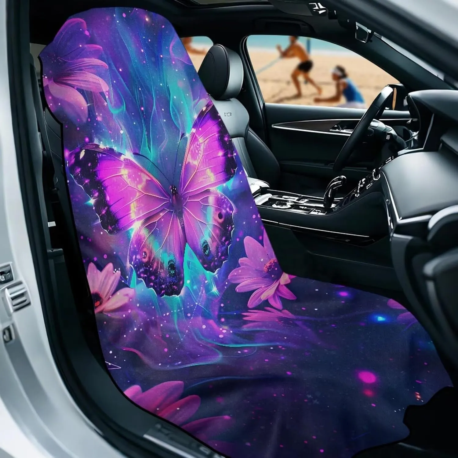 Daisy Butterfly Sweatproof Towel Auto Car Seat Cover Protector Machine Washable Fit Yoga Running Crossfit Athletes Beach Swimming Outdoor Sports Universal Bucket Seat Protector