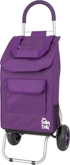 dbest products Trolley Dolly Purple Foldable Shopping cart for Groceries with Wheels and Removable Bag and Rolling Personal Handtruck Standard, 1 unit