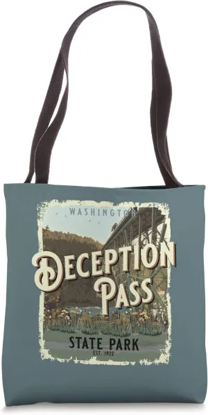 Deception Pass State Park Washington Vintage Travel Souvenir Tote Bag