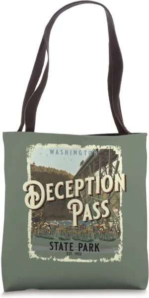 Deception Pass State Park Washington Vintage Travel Souvenir Tote Bag