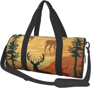 Deer Show Print Travel Duffel Bags With Pocket And Adjustable Strap Large Gym Bag Fashion Yoga Bag For Women Men