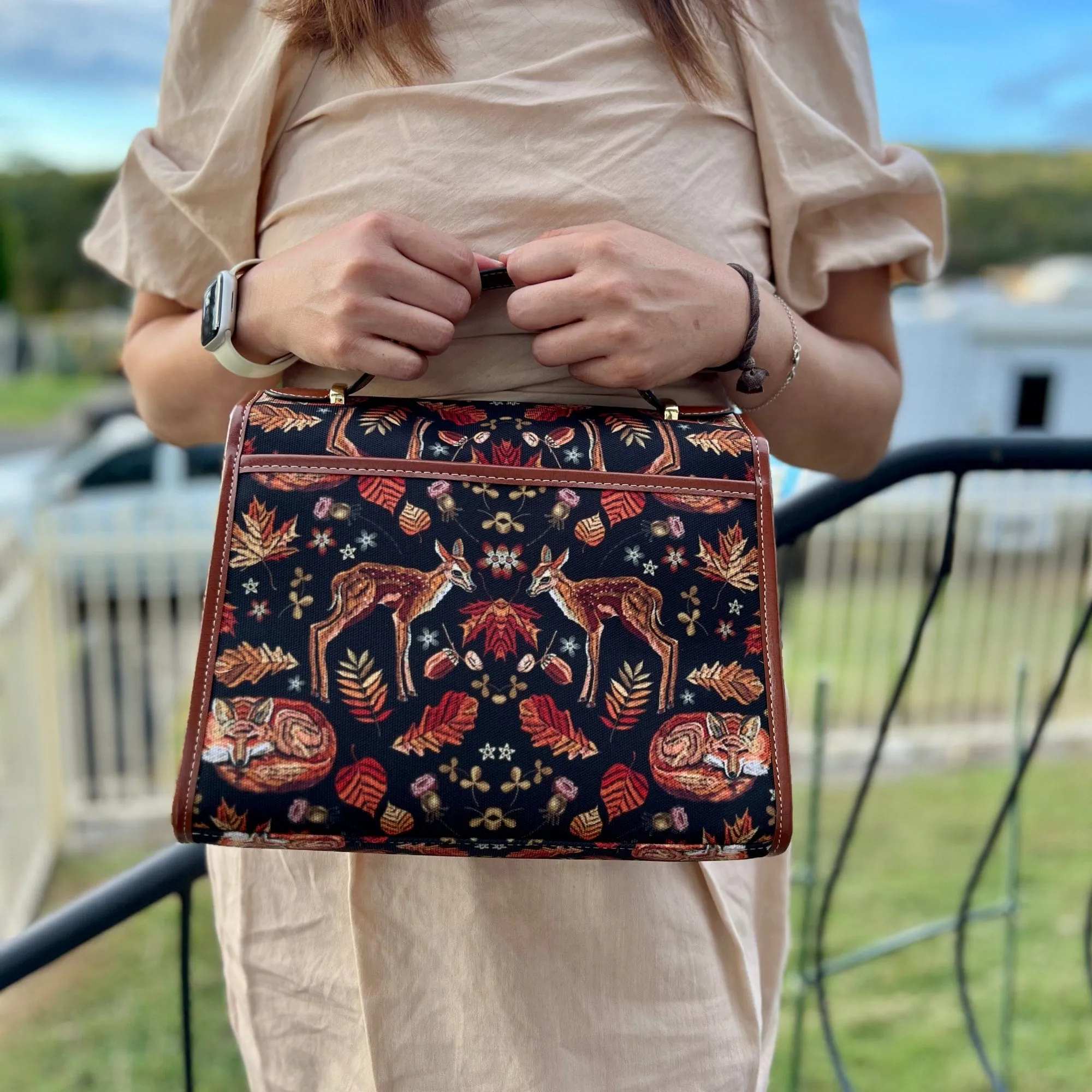 Deers and Foxes | Canvas Satchel Bag