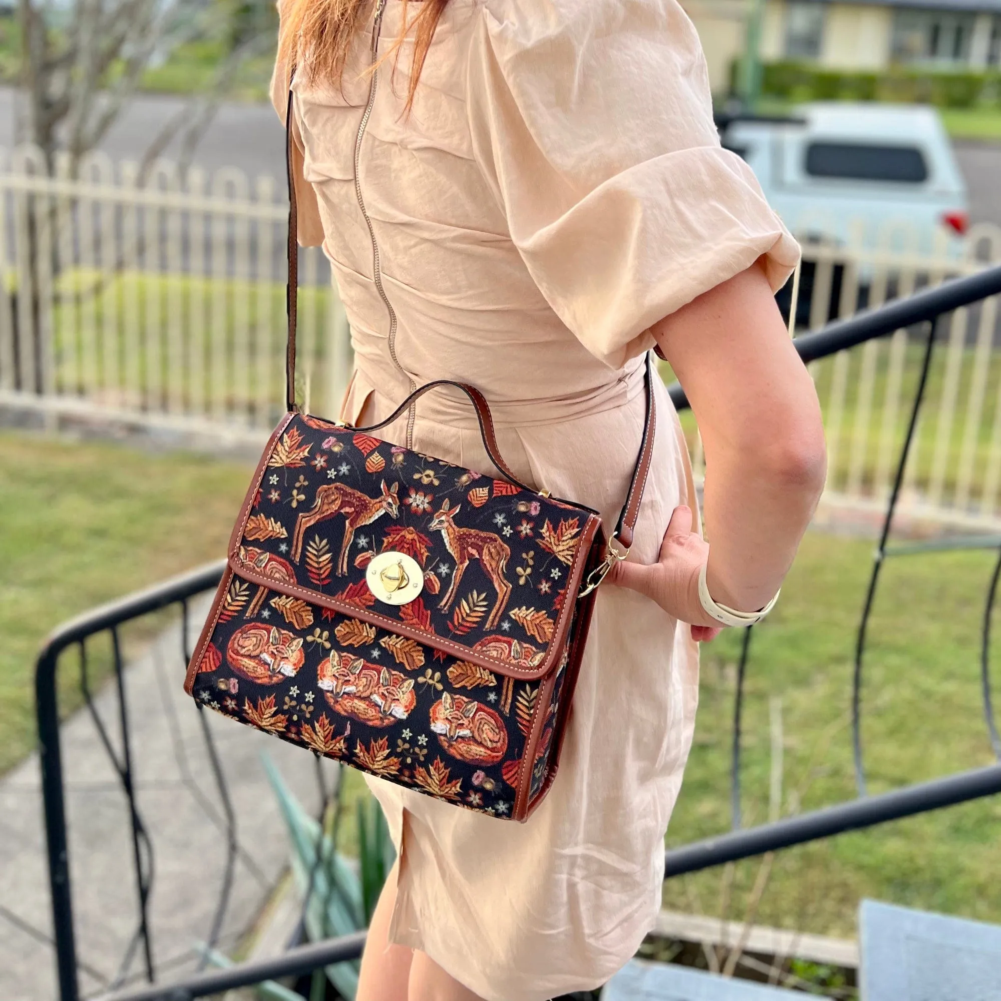Deers and Foxes | Canvas Satchel Bag