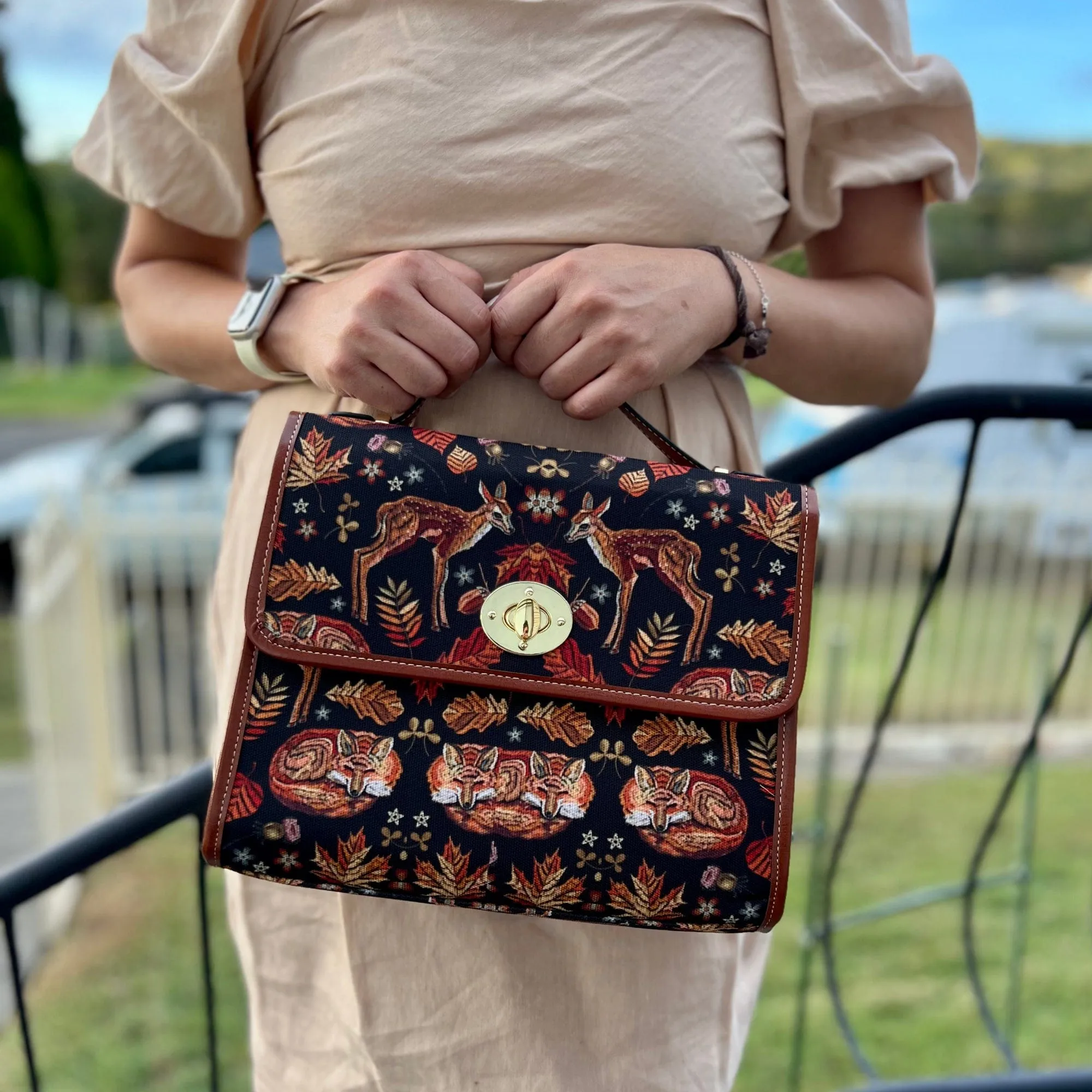 Deers and Foxes | Canvas Satchel Bag