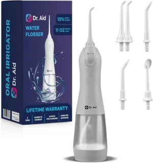 Dental Water Flosser – Portable Oral Irrigator – 11Oz Tank, Water Filter, 5 Tips, Magnetic Charger – IPX8 Waterproof Cordless Water Flosser, Ideal Water Flossers for Teeth, Gums, Braces, White