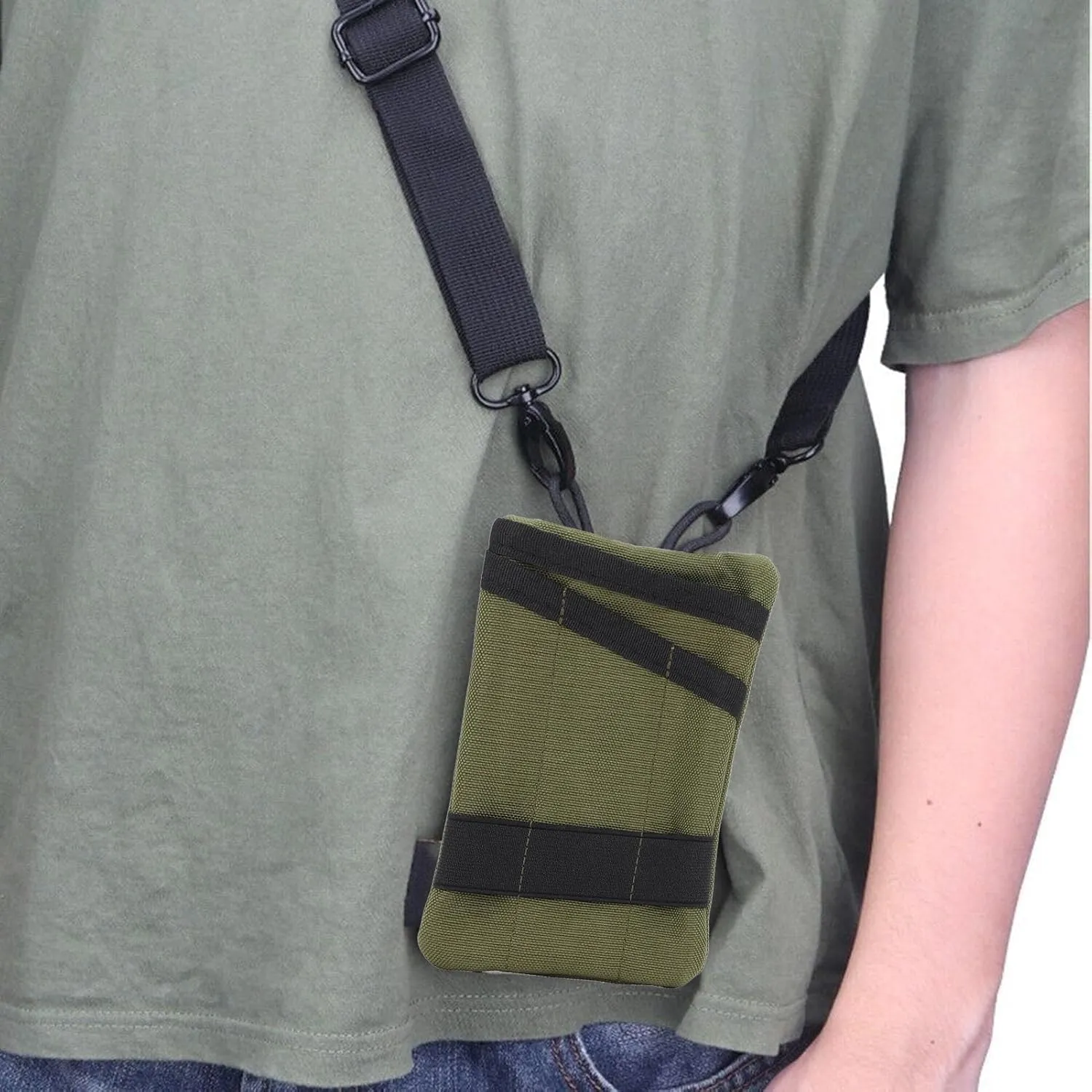 Deposit Money Bags Oxford Cloth Portable Wallet Pouches Key Card Case Holder Belt Bag Storage Pouch for Travel and Outdoor Activities (Green)