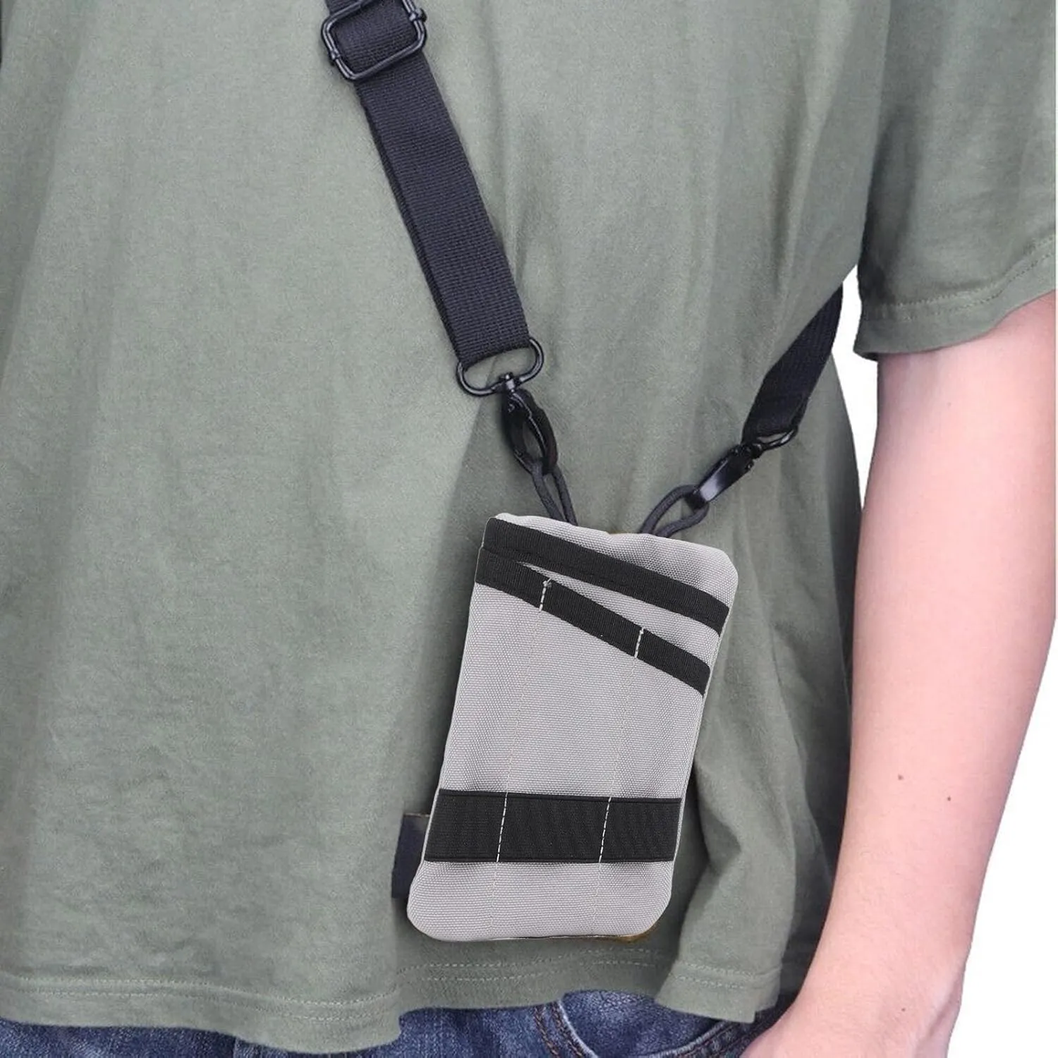 Deposit Money Bags Oxford Cloth Portable Wallet Pouches Key Card Case Holder Belt Bag Storage Pouch for Travel and Outdoor Activities (Light Grey)