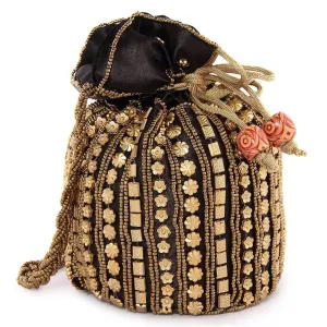Designer Beads Studded Handcrafted Silk Potli Bag Combo Of 2 Bags