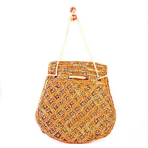 Designer Handcrafted Beads Studded Batwa Potli Bag For Women Peach