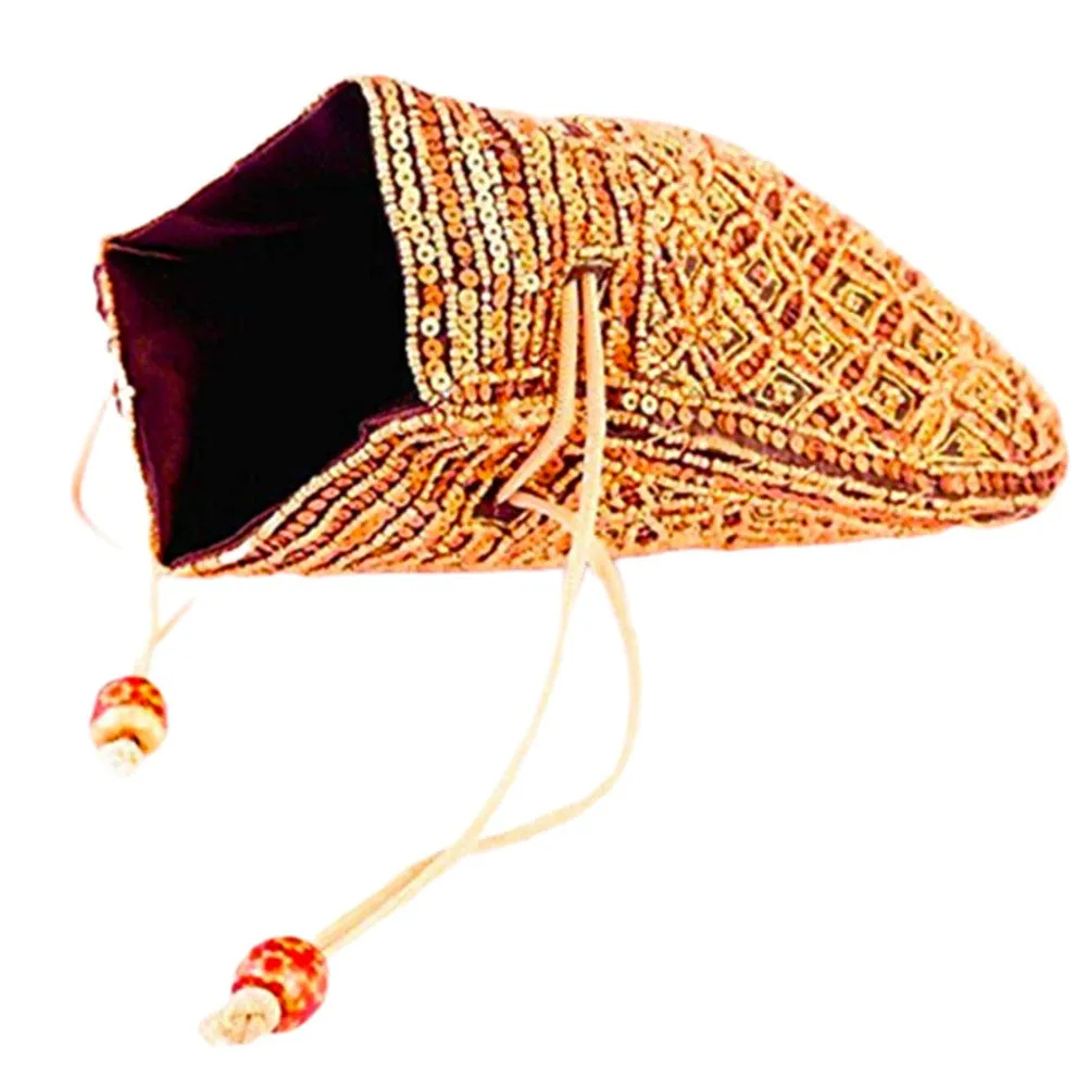 Designer Handcrafted Beads Studded Batwa Potli Bag For Women Peach
