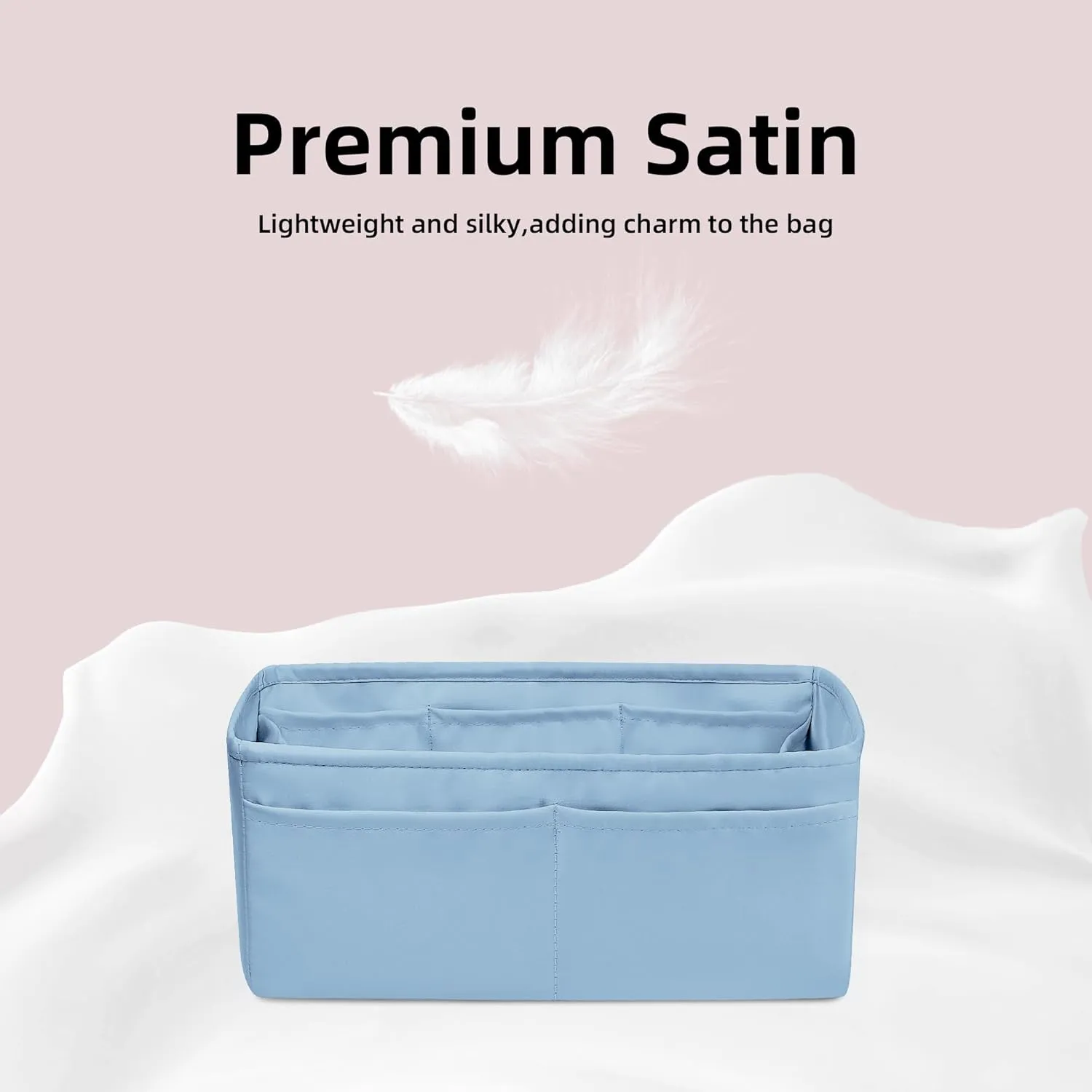 DGAZ Bag Organizer Insert For Kelly pochette/mini II /20/25/28/32/35/40/42/45 Bags, Silk Purse Organizers(Azure,KL35)