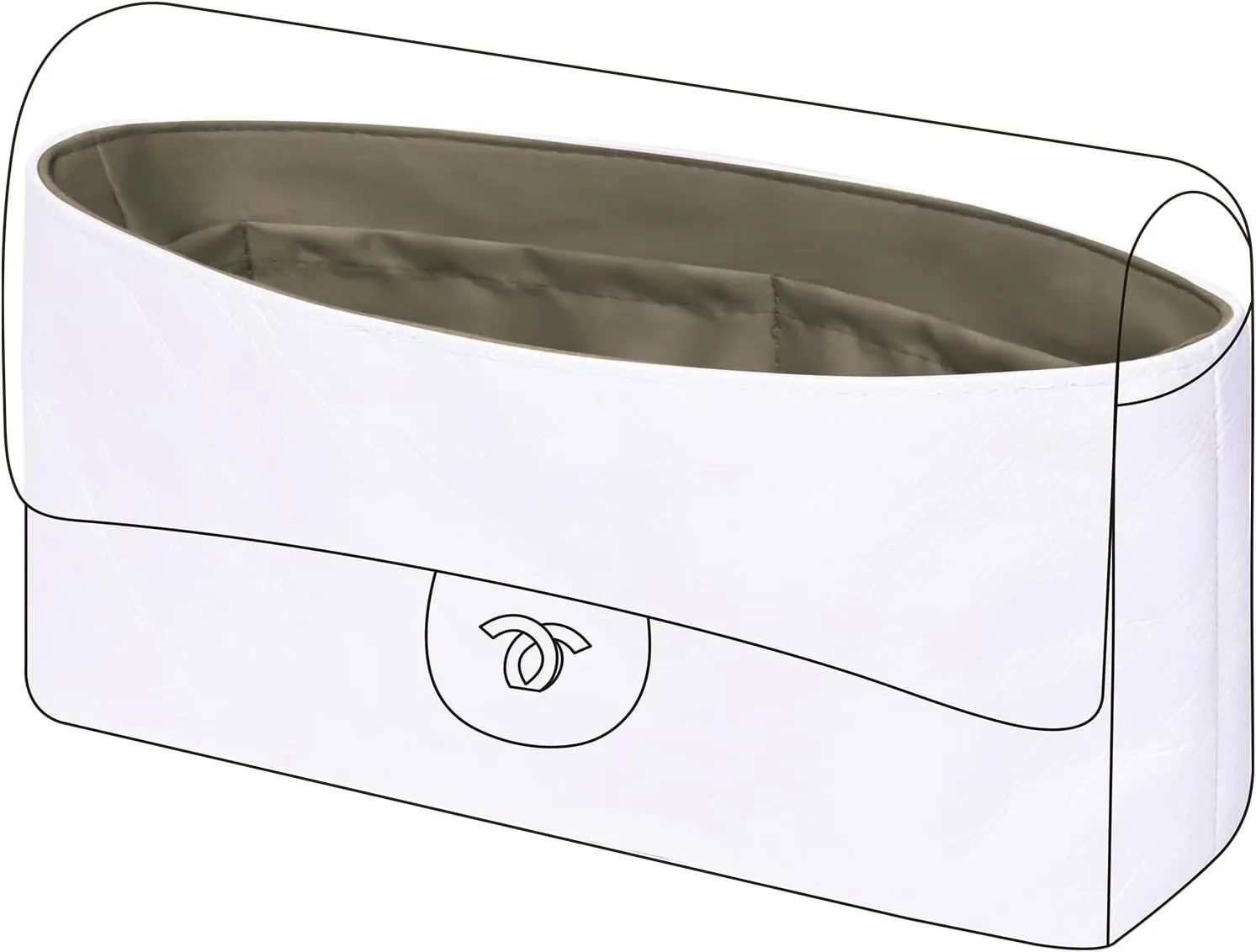 DGAZ Lightweight Purse Organizer Insert for Chanel CF Bag,Silk and Dupontpaper handbag inner for Luxury Bags(Etoupe grey,CF medium 25)