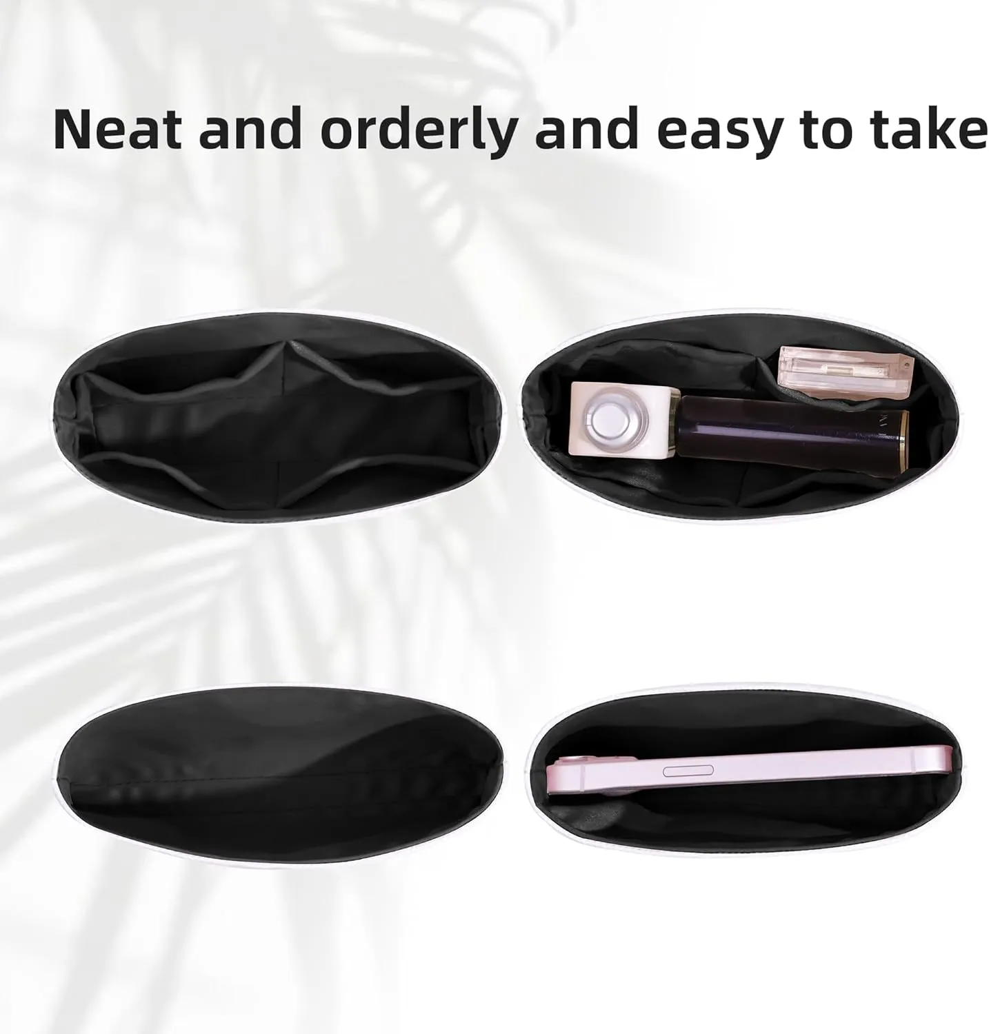 DGAZ Lightweight Purse Organizer Insert for Fendi Peekaboo Bag,silk and DupontPaper handbag inner for Luxury Bags(Black,Peekaboo Mini)