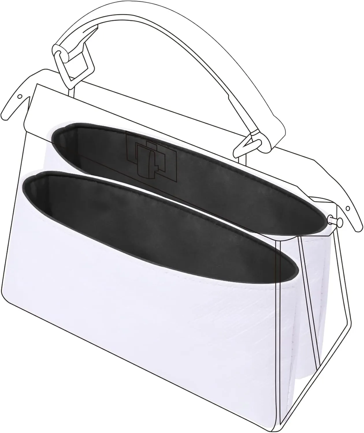 DGAZ Lightweight Purse Organizer Insert for Fendi Peekaboo Bag,silk and DupontPaper handbag inner for Luxury Bags(Black,Peekaboo Mini)