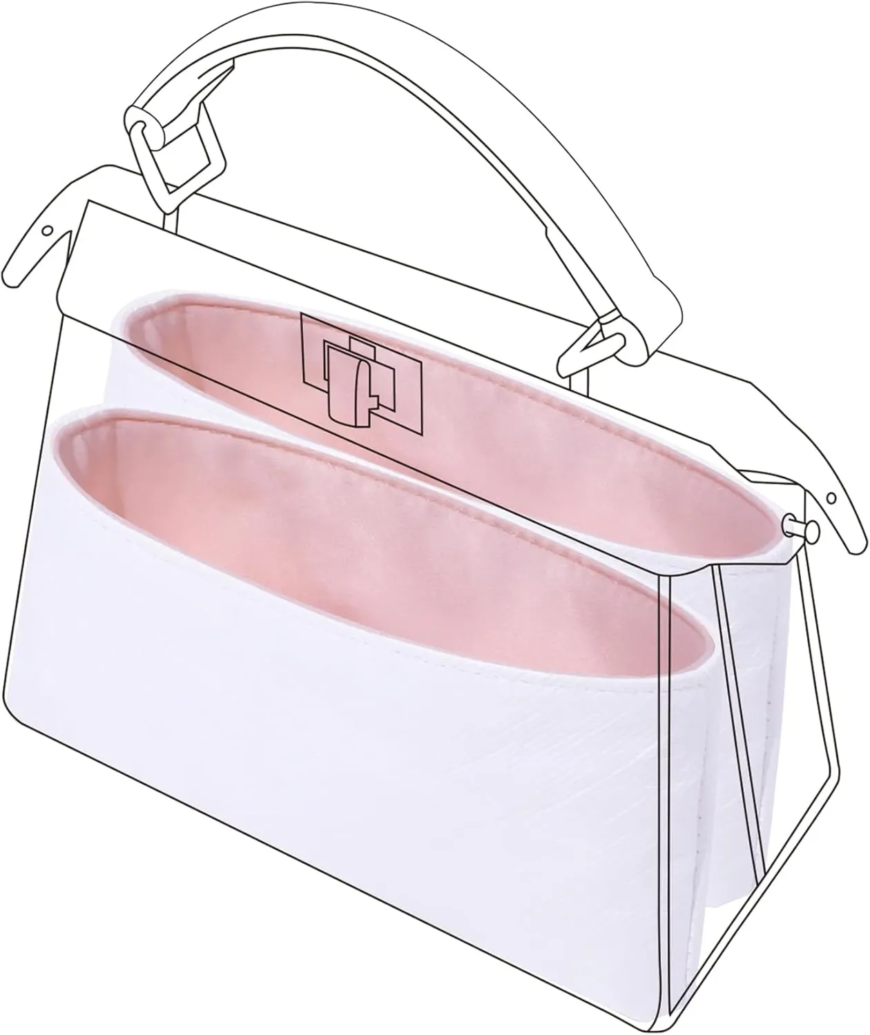 DGAZ Lightweight Purse Organizer Insert for Fendi Peekaboo Bag,silk and DupontPaper handbag inner for Luxury Bags(Pink,Peekaboo Mini)