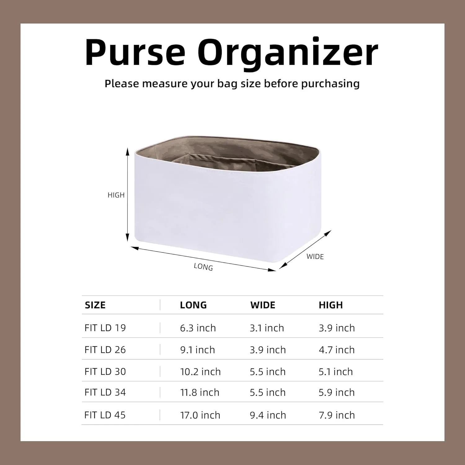 DGAZ Lightweight Purse Organizer Insert for Hermes Lindy Bag,Silk and Dupontpaper handbag inner for Luxury Bags(Etoupe grey,LD19)