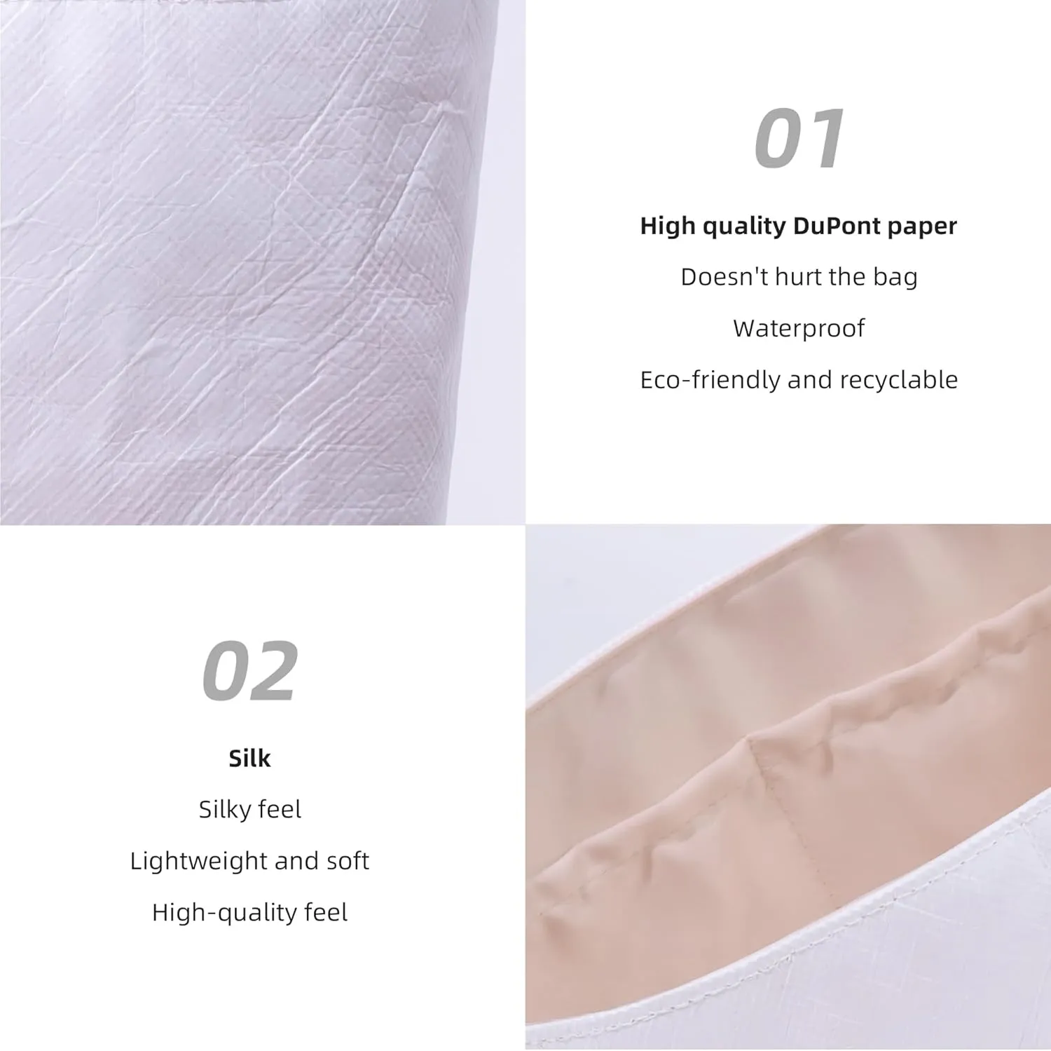 DGAZ Lightweight Purse Organizer Insert for Longchamp Le Pliage Energy Series Bag,silk and DupontPaper handbag inner for Luxury Bags(Rose dragee,Le Pliage Energy XS)