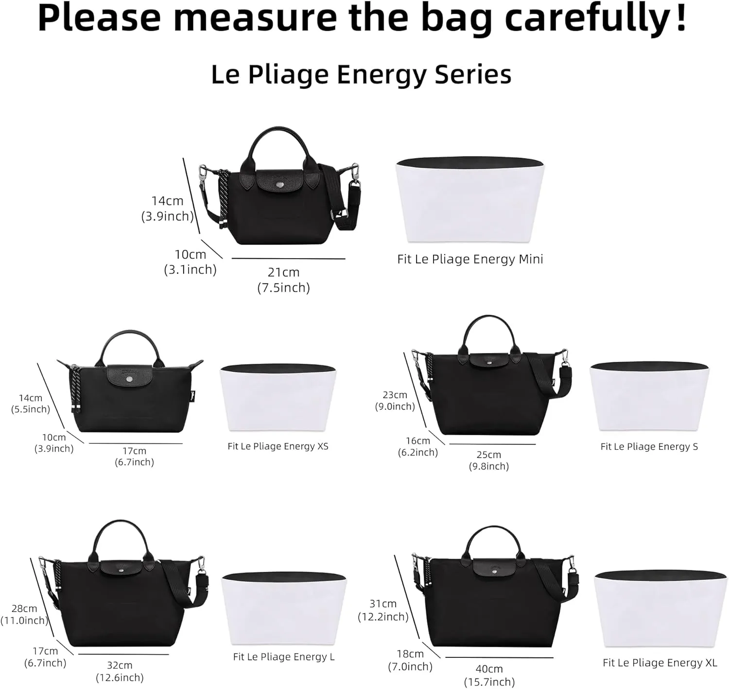 DGAZ Lightweight Purse Organizer Insert for Longchamp Le Pliage Energy Series Bag,silk and DupontPaper handbag inner for Luxury Bags(Rose dragee,Le Pliage Energy XS)