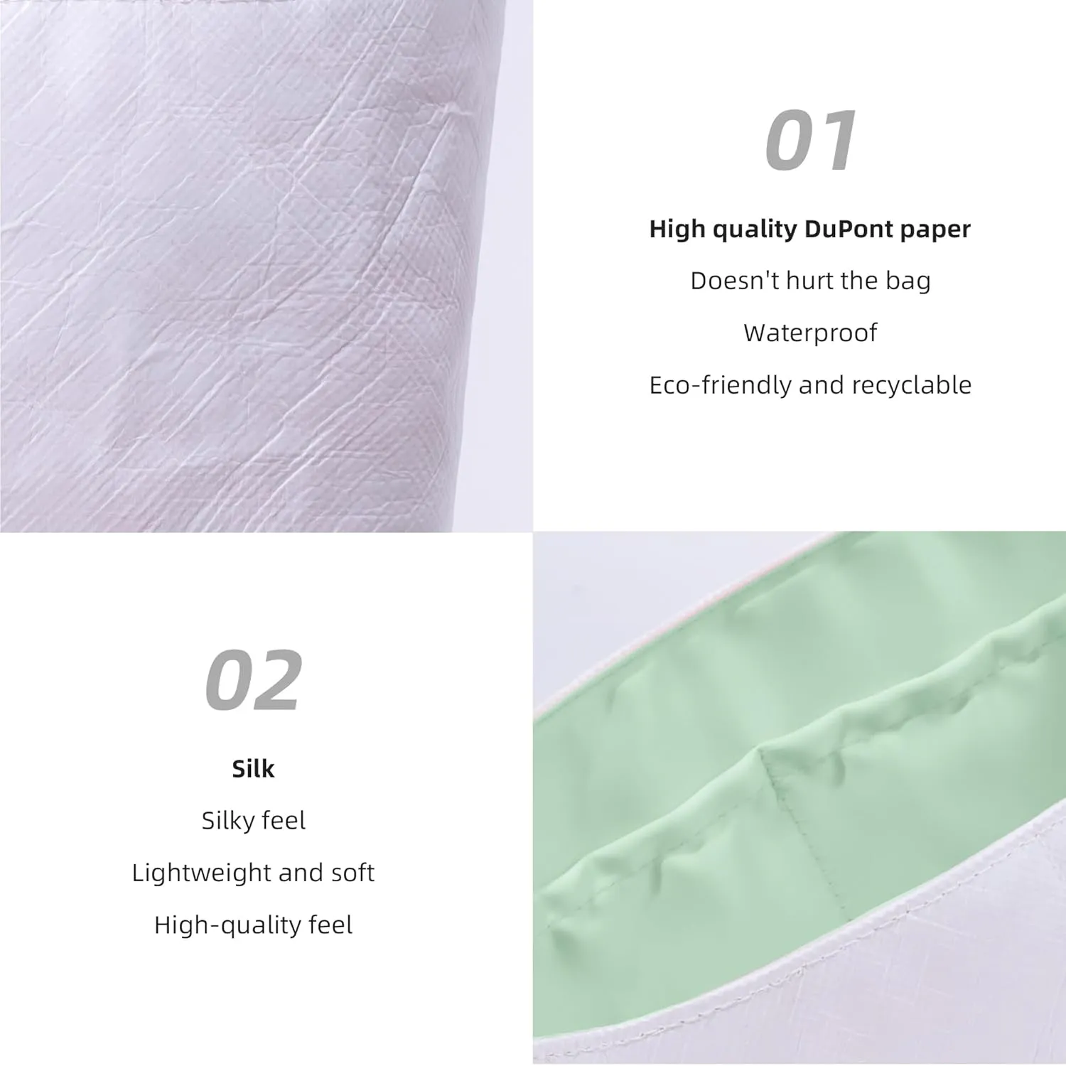 DGAZ Lightweight Purse Organizer Insert for Longchamp LE PLIAGE Xtra Bag,silk and DupontPaper handbag inner for Luxury Bags(Vert Fizz,Le Pliage Xtra XS)